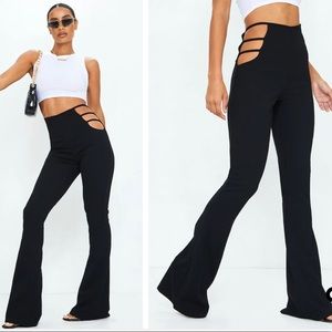Pretty Little Thing | Black Cut Out Detail Flared Pants